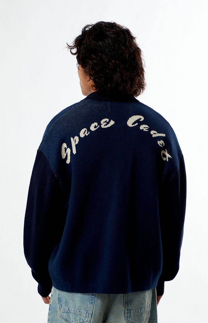 Pacsun Navy Space Button-Up Polo Cardigan