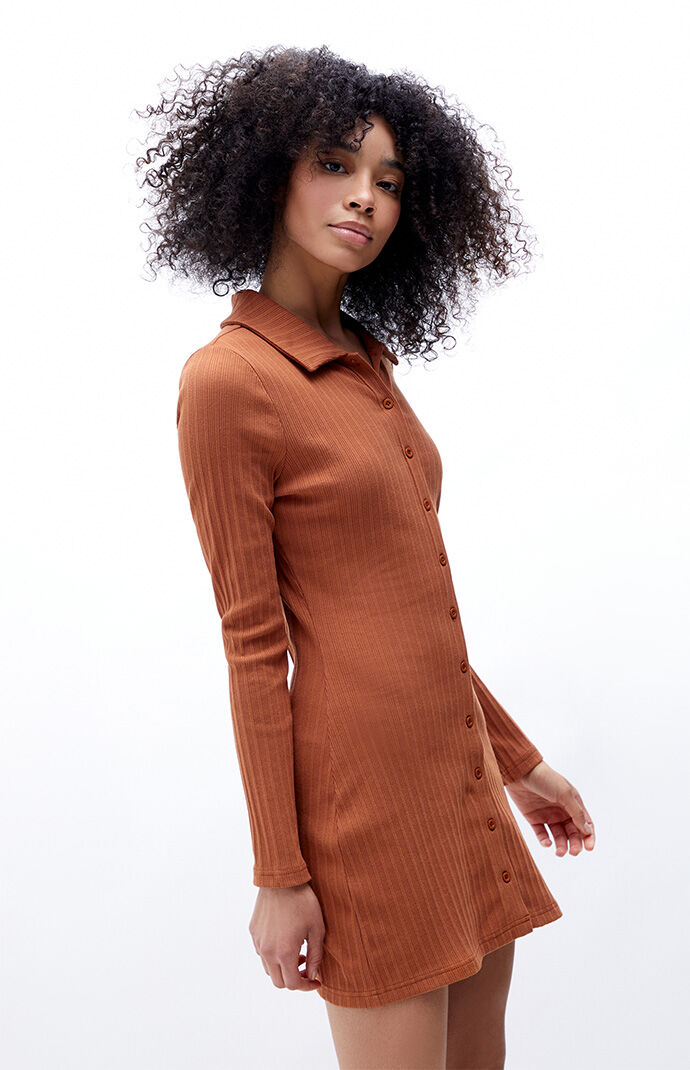 LA Hearts Collared Button Down Dress 