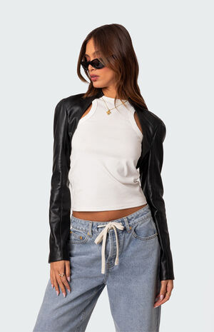 Faux Leather Shrug Jacket image number 1