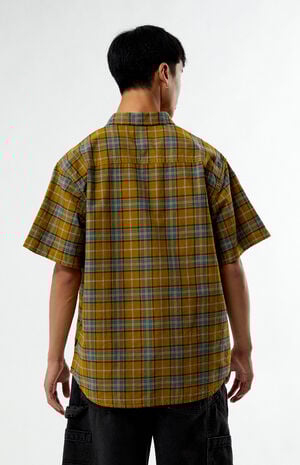 Tan Lawson Plaid Linen Button Down Shirt image number 3