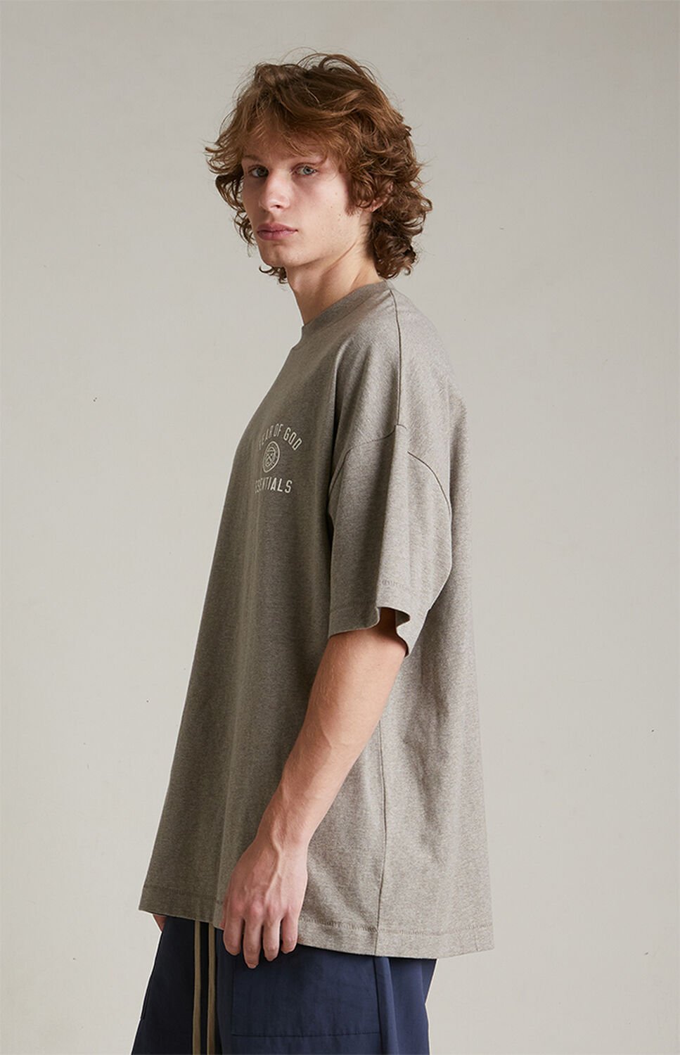 Fear of God ESSENTIALS Heather Grey University Crew Neck T-Shirt thumbnail 3