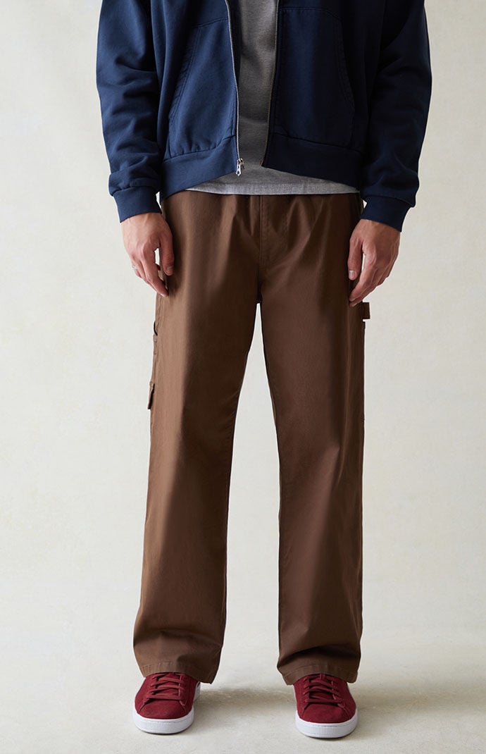 PacSun Stretch Canvas Brown Baggy Carpenter Pants | PacSun