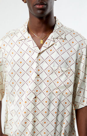 Cream Satin Oversized Camp Shirt image number 2