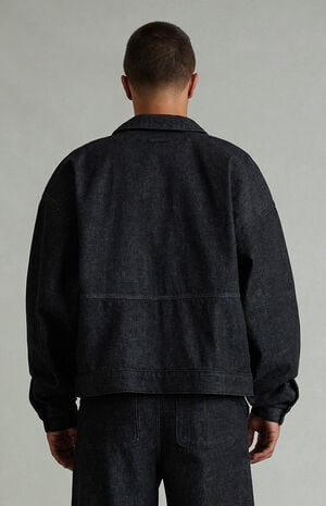 Vintage Black Denim Cropped Work Jacket image number 4