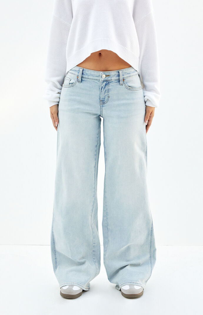 PacSun Stretch Light Indigo Curve Low Rise Baggy Jeans | PacSun