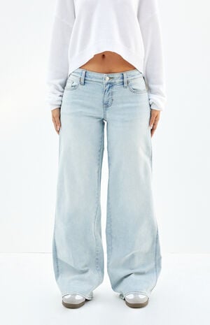 Stretch Light Indigo Curve Low Rise Baggy Jeans image number 1