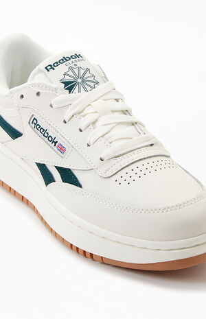 Reebok Women's White & Green Club C Double Pop Sneakers