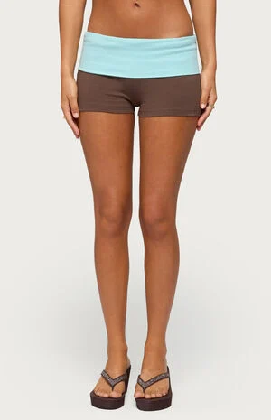 Emmey Contrast Foldover Shorts image number 1