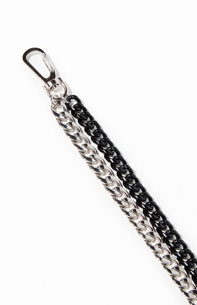 PRY シュウト 2way Black Wallet Chain AVENUE WALLET/CHAIN | Black Leather Wallet with Pearl Strap