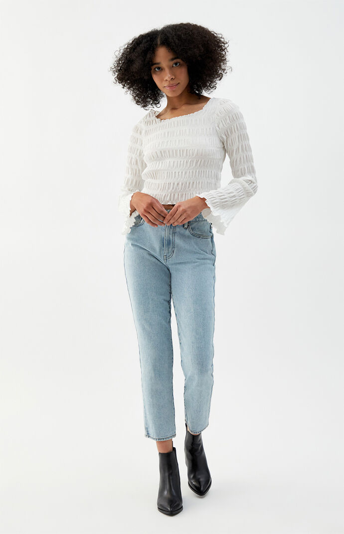Shirred Long Sleeve Top