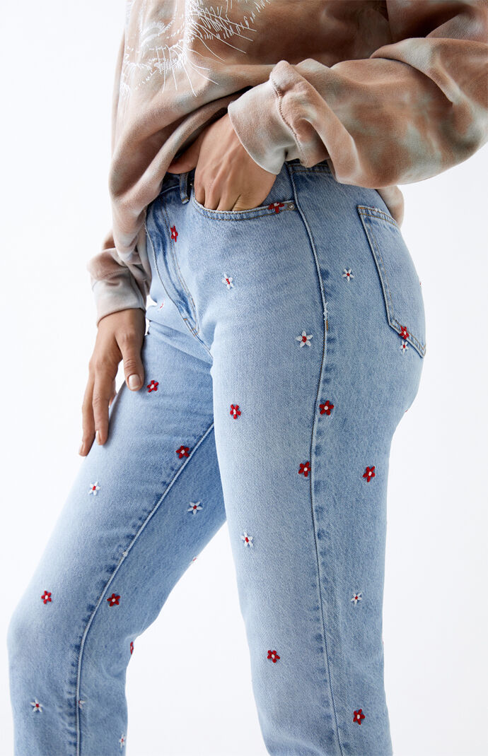 PacSun Red Daisy Mom Jeans PacSun