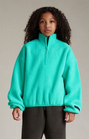 Woman's Leaf Green Half-zip sweatshirt in fleece