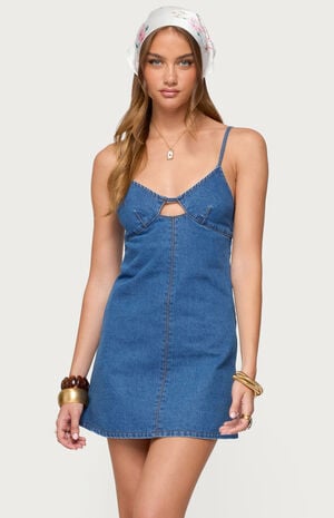 Maleeka Cut Out Denim Mini Dress image number 1