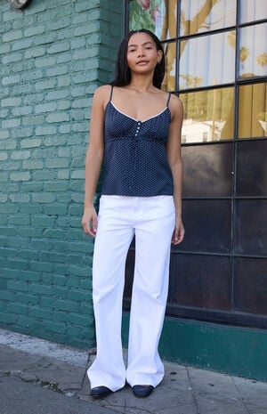 Navy Polka Dot Tiffany Tank Top image number 4