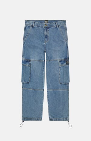 Medium Blue Baggy Denim Cargo Pants image number 1