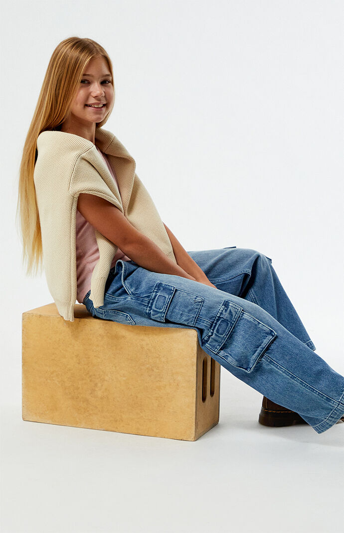 Pacsun Kids Medium Indigo Baggy Cargo Jeans | PacSun