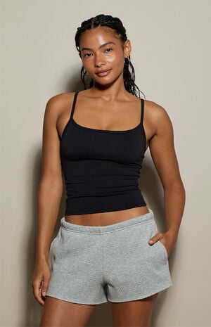 Heather Grey Ultra Soft Fleece Classic Sweat Shorts image number 2