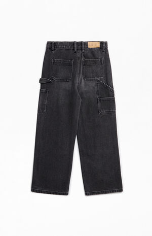 Black Studded Knee Baggy Carpenter Pants image number 2