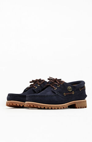 Navy Suede 3-Eye Classic Lug Boat Shoes image number 2