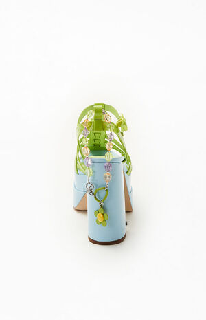 Women's Green Paddie Platform Heels image number 3