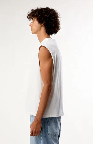 White Cut Off Muscle T-Shirt image number 3