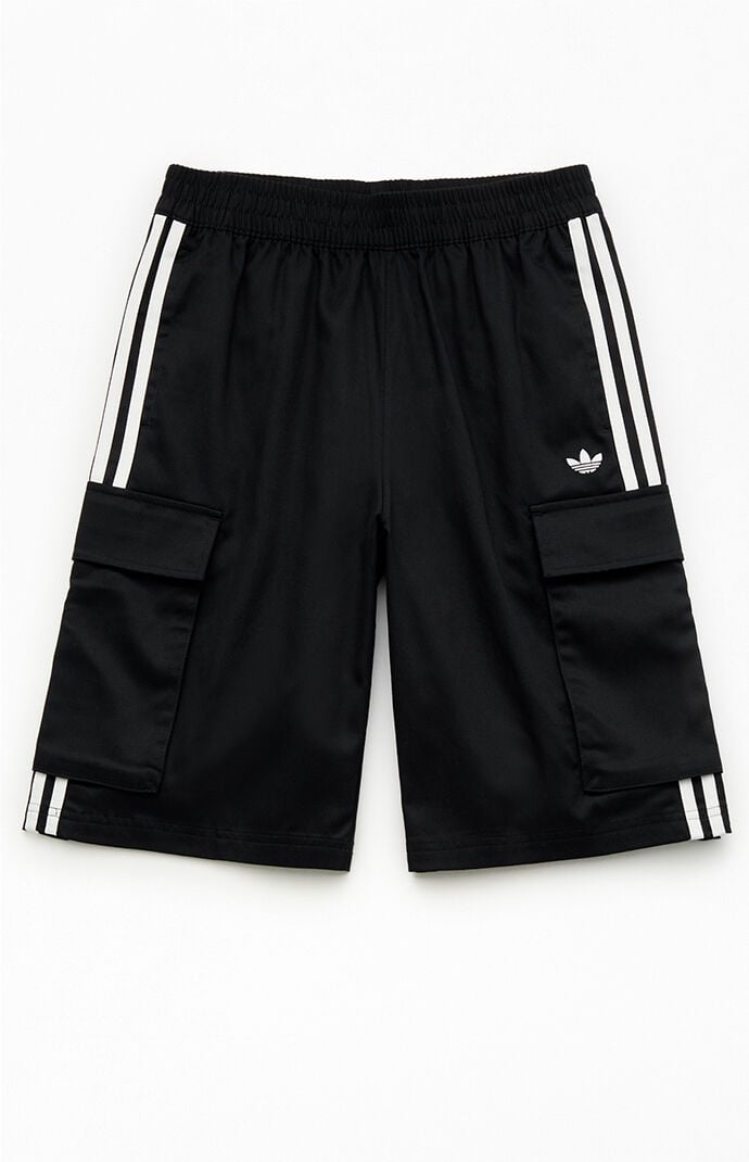 adidas Kids Black 3-Stripes Cargo Shorts