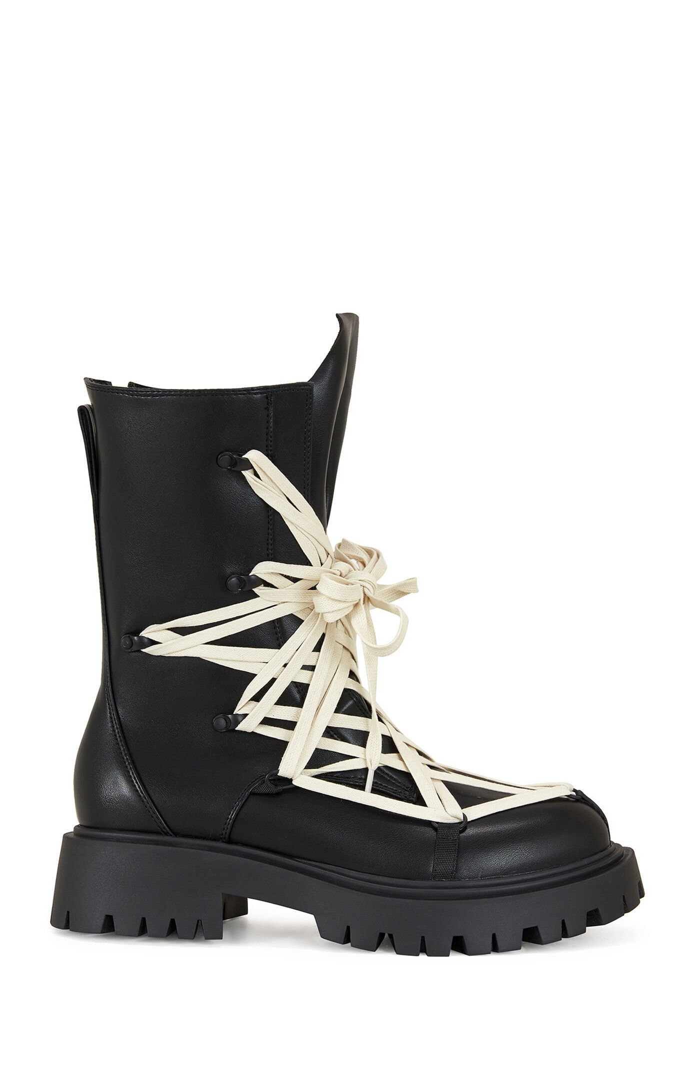 AZALEA WANG Women's Black Arjun Faux Leather Combat Boots