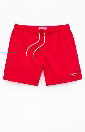 Red Collegiate 6.5" Swim Trunks image number 1