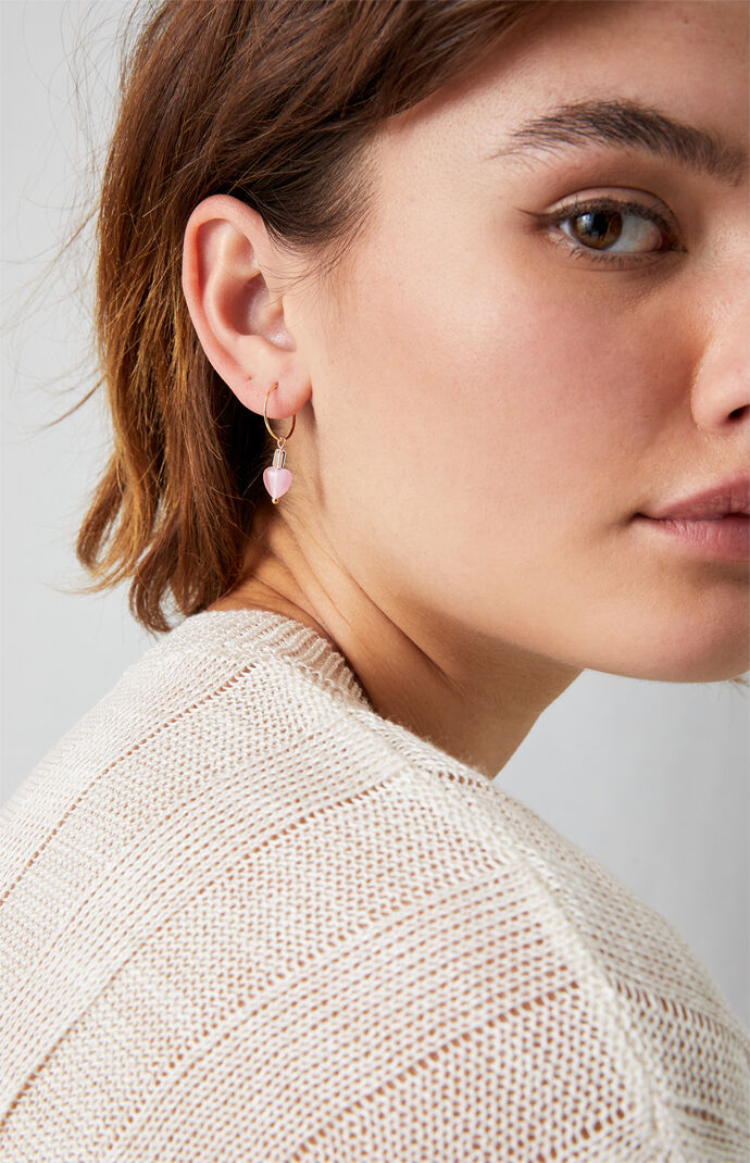 Pink Heart Drop Earrings