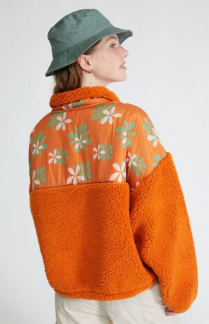 Groovy Floral Half Snap Sherpa Fleece Sweatshirt image number 3