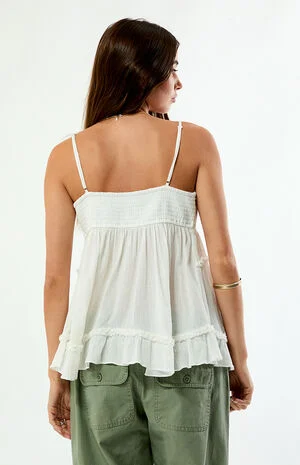 Leila Ruffled Button Babydoll Tank Top image number 4
