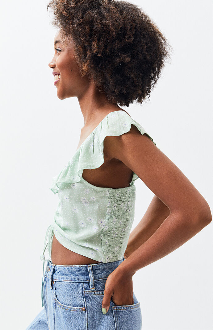 Cinched Front Ruffle Tank Top