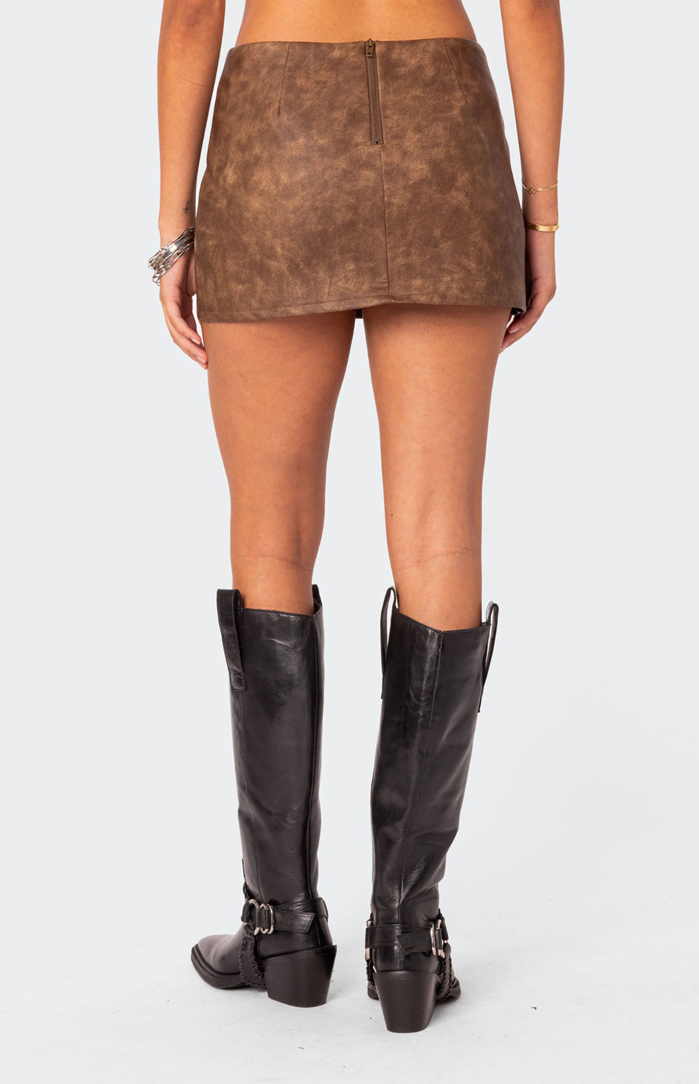 Edikted Ainsley Lace Up Faux Leather Mini Skirt | PacSun
