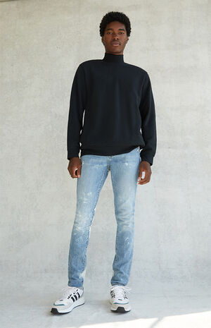 Stacked Skinny Bleach Wash Jeans image number 4