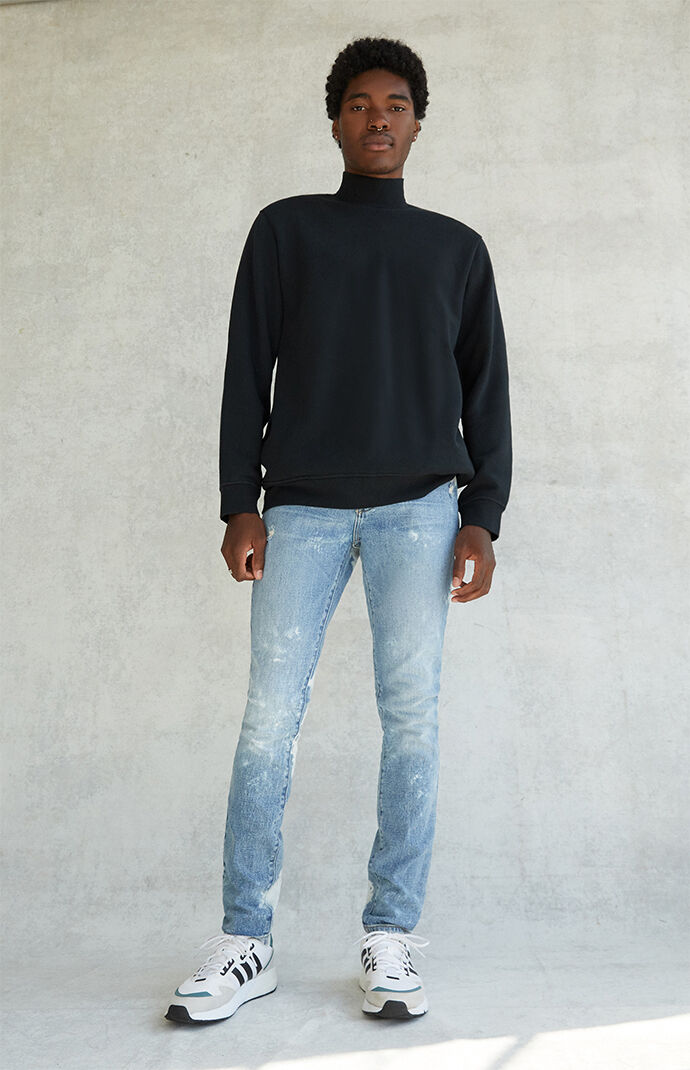 Stacked Skinny Bleach Wash Jeans