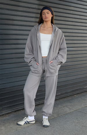 Light Gray Christy Full Zip Oversized Hoodie image number 4