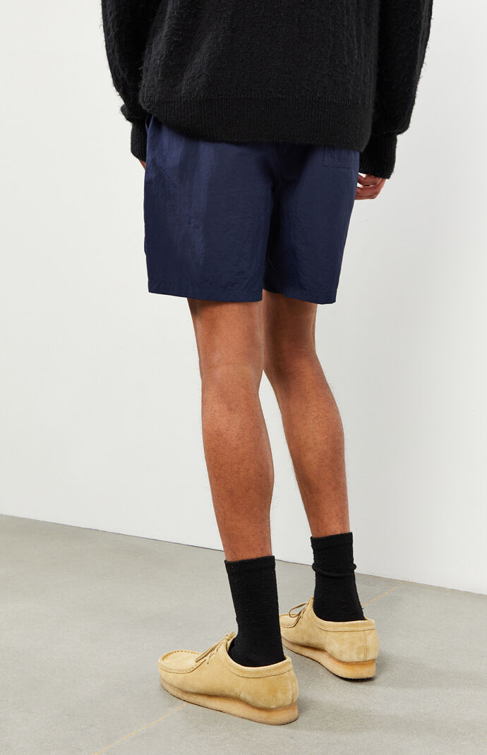 Navy Nylon Cargo Shorts