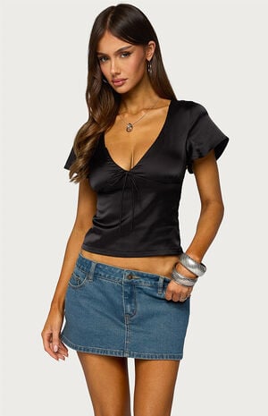 Aurora Satin Effect Ruffle Top image number 1