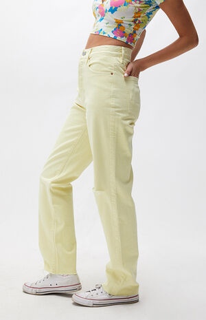 Eco Yellow Distressed Dad Jeans image number 3