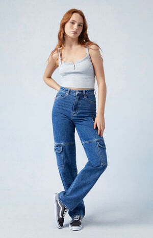 Dark Indigo '90s Boyfriend Cargo Jeans image number 2