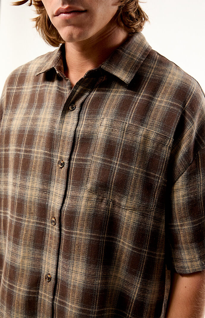 Pacsun Brown Plaid Woven Flannel Shirt