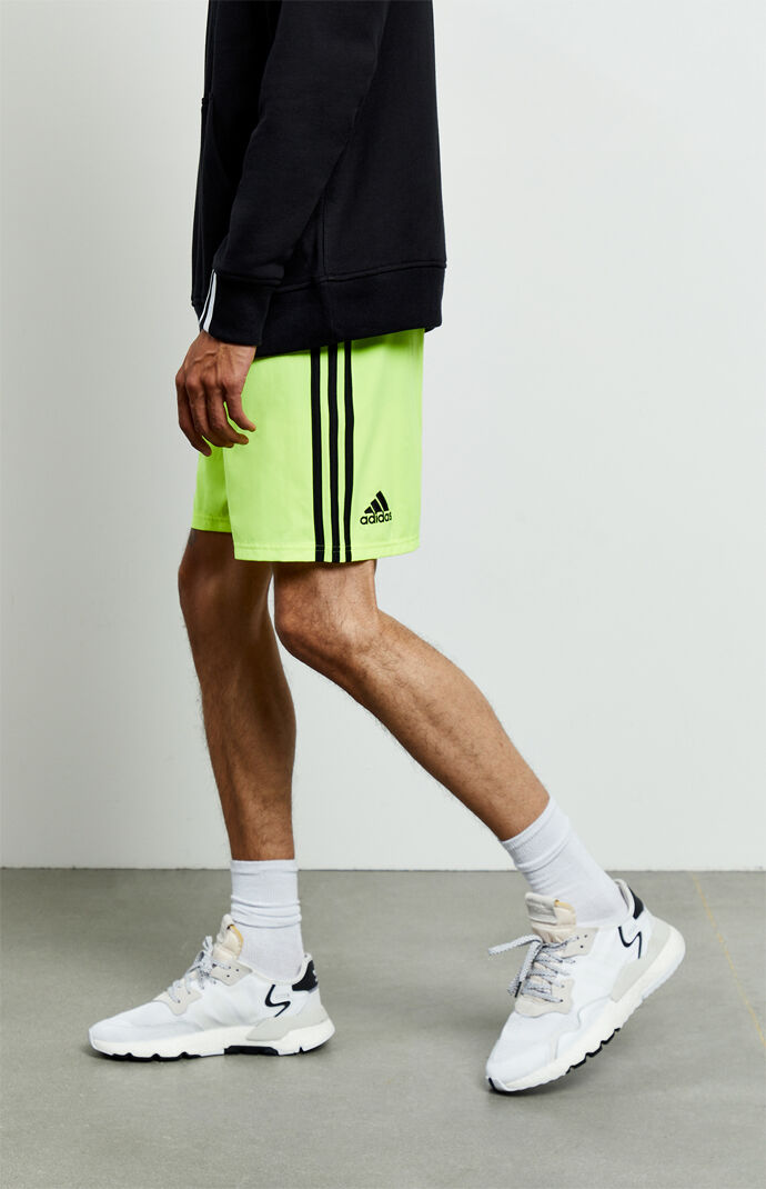 Neon yellow adidas shorts store