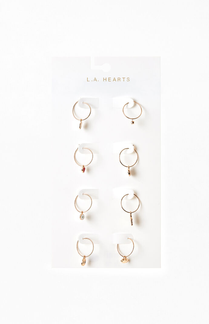 4 Pack Evil Eye Earrings