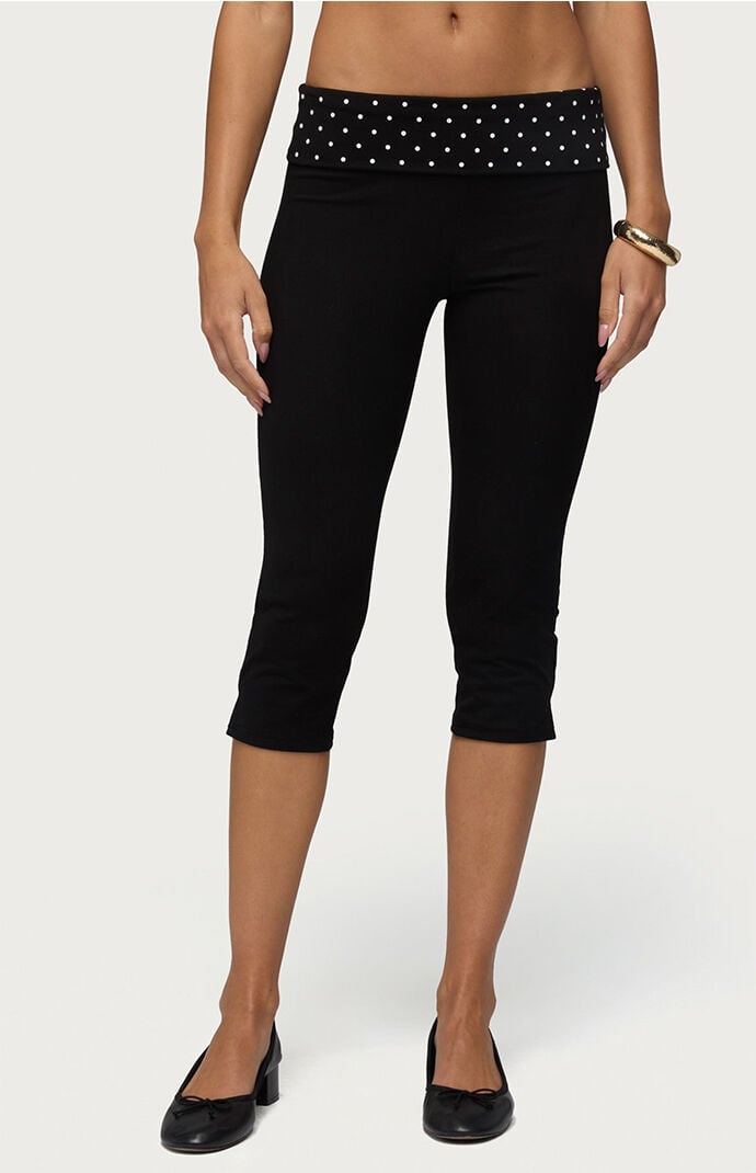 Edikted Genni Polka Dot Foldover Capri Pants