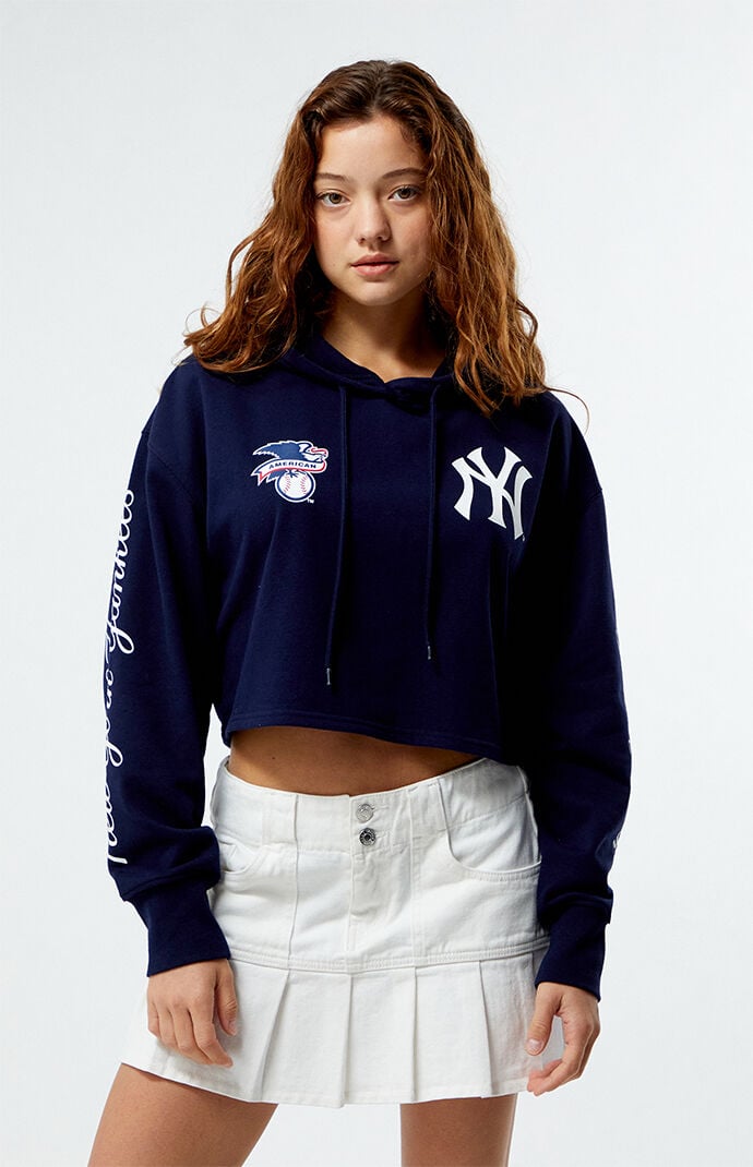 Women s MLB Wild Collective x Pacsun Cropped Hoodie in Navy Size Medium