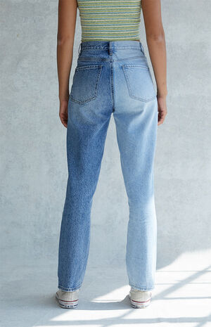 Eco Two-Tone Blue Dad Jeans image number 4
