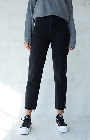 Eco Black High Waisted Straight Leg Jeans image number 1