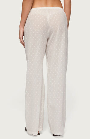 Embroidered Polka Dot Sheer Cotton Pants image number 3