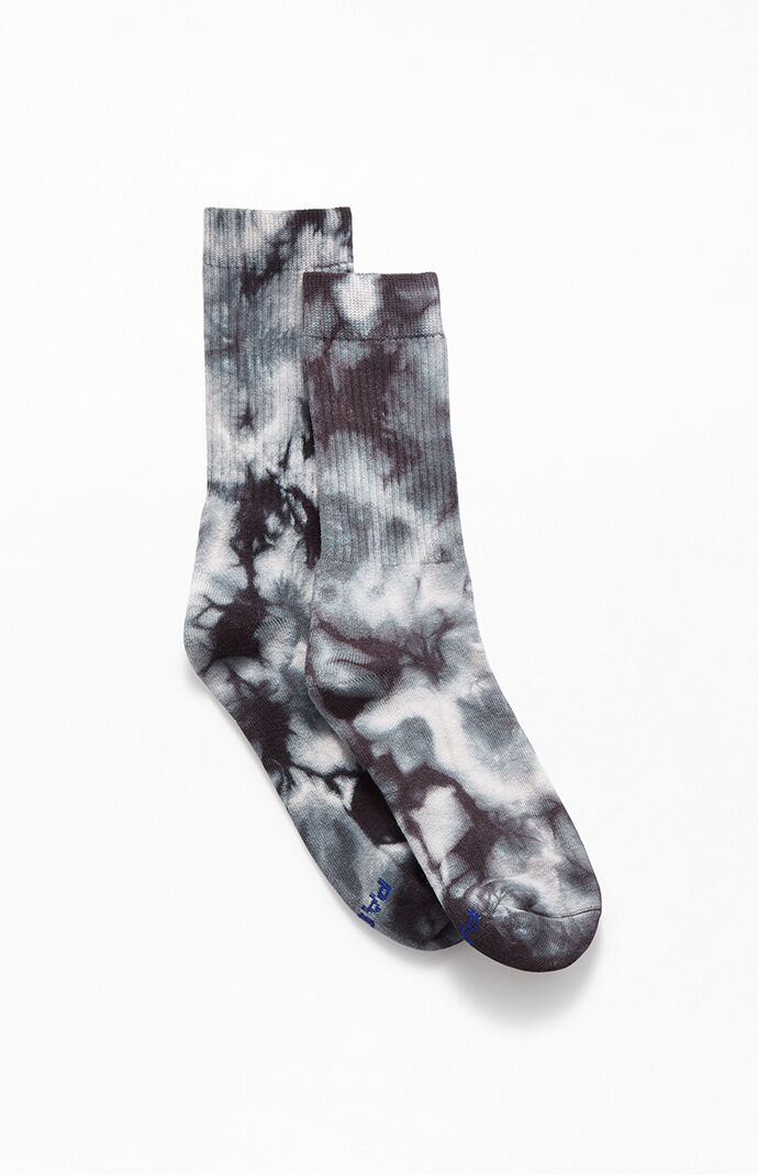 Black Multi Tie-Dyed Crew Socks