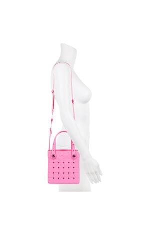 Pink Small Woven Crossbody Tote Bag image number 1